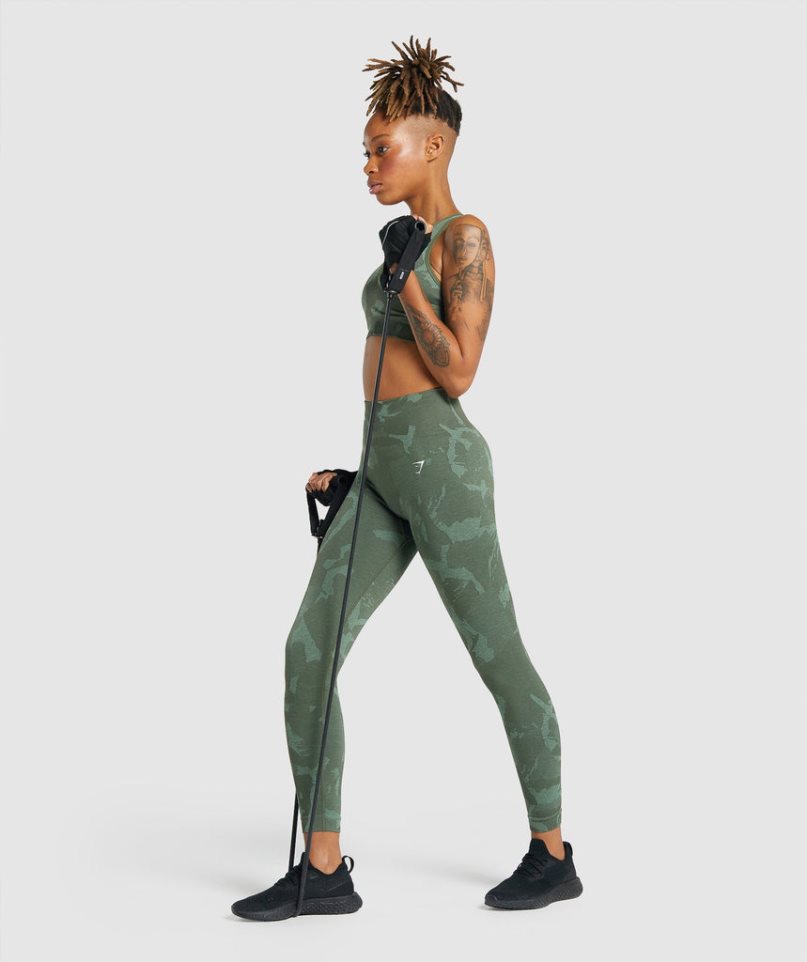 Women's Gymshark Adapt Camo Seamless Leggings Green | CA D78015